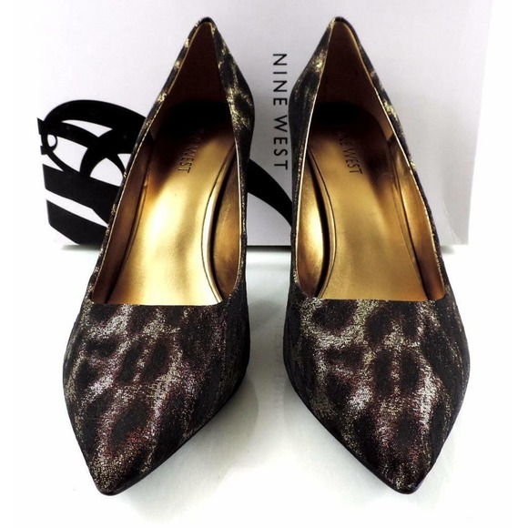 Nine west Flax Pointed-Toe Pump Heels Bronze / Gold Fabric Size 9.5 - Picture 7 of 10